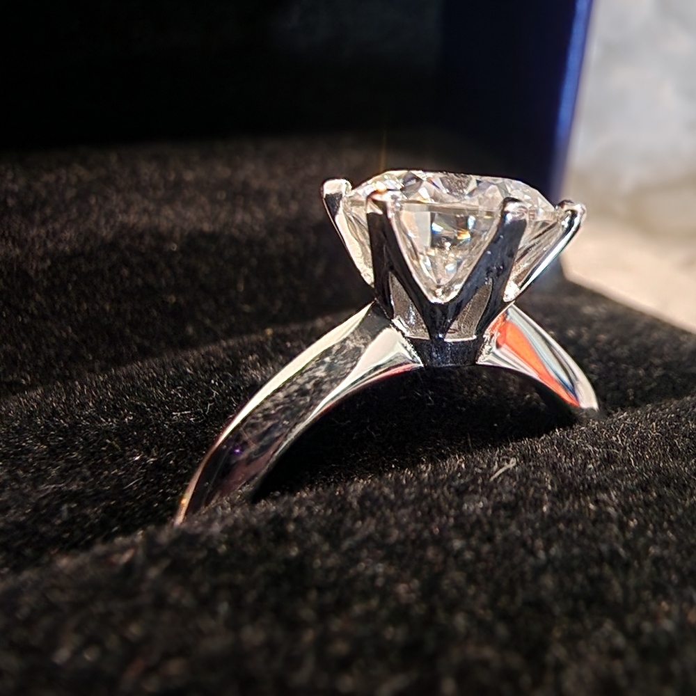 Authenticated 3ct diamond moissanite platinum engagement ring